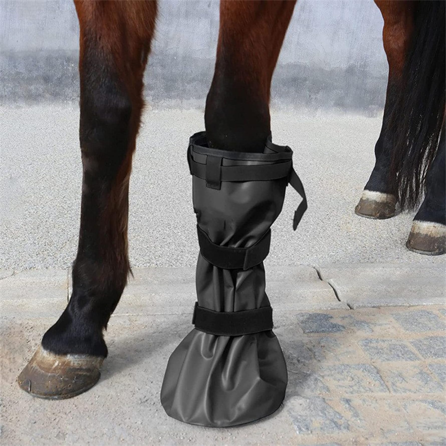 Bottes de Cheval réutilisables en PVC, 2 pièces, avec Sangle réglable, Bottes de Glace pour tremper Les infections des plaies, 20x8 Pouces, Noires