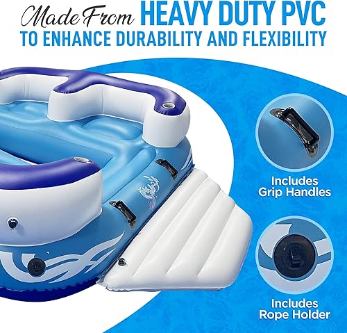 Miniatura 4 de Serenelife Inflatable Towable Tube for Boating, 2 Rider Capacity with Deck Seats & Backrest, 450 lbs Water Sports Tube, Durable Nylon Cover,