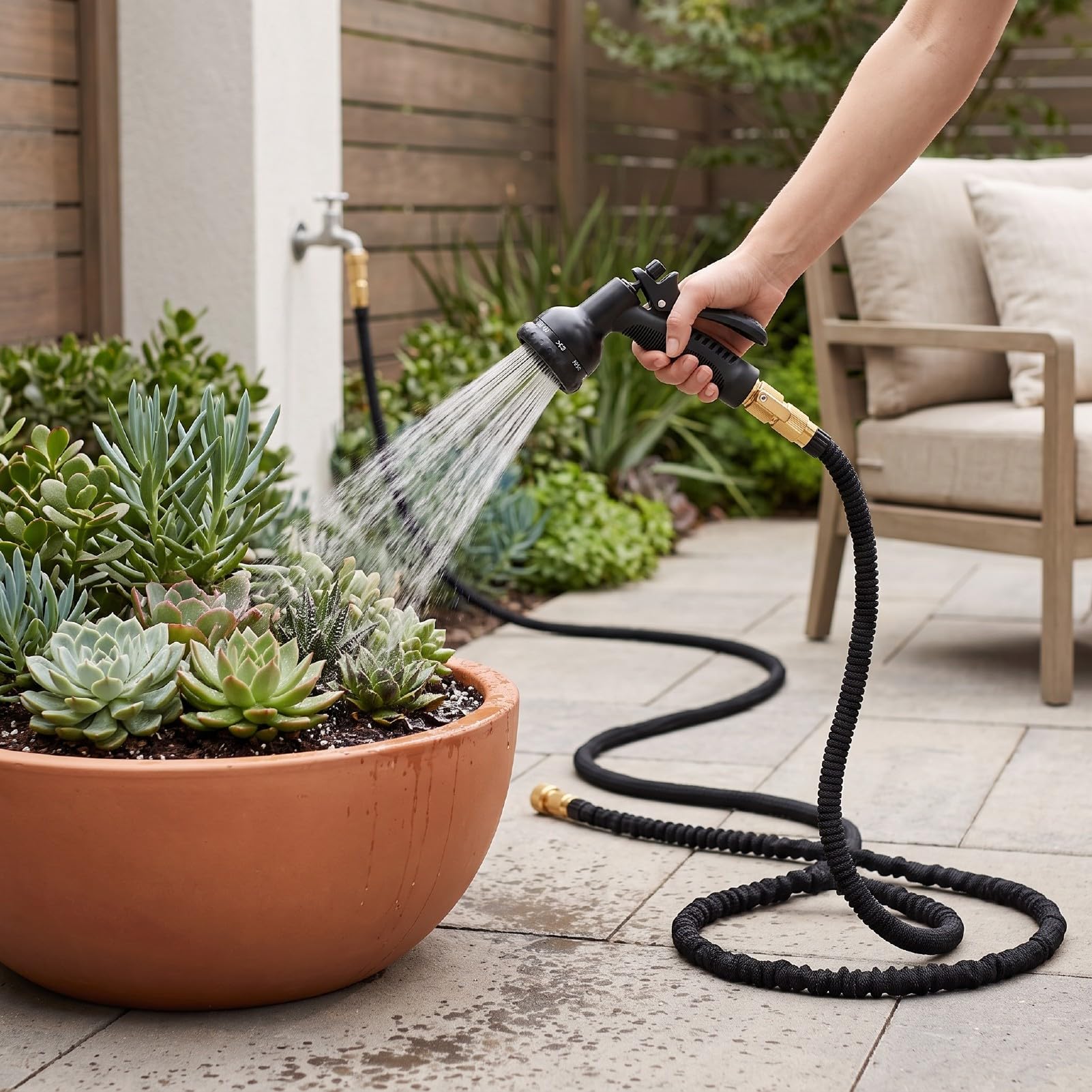 AMONIDA Ugello per Tubo da Giardino Ugello Spruzzatore in ABS TPR | Ugello per irrigazione con maniglia di bloccaggio a 10 modelli per il lavaggio dell'auto da giardino