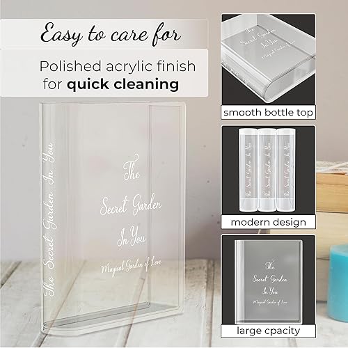 Miniatura 6 de Skywin Florero acrílico transparente (impresión blanca)  Floreros acrílicos para decoración estética de habitación  Florero transparente para