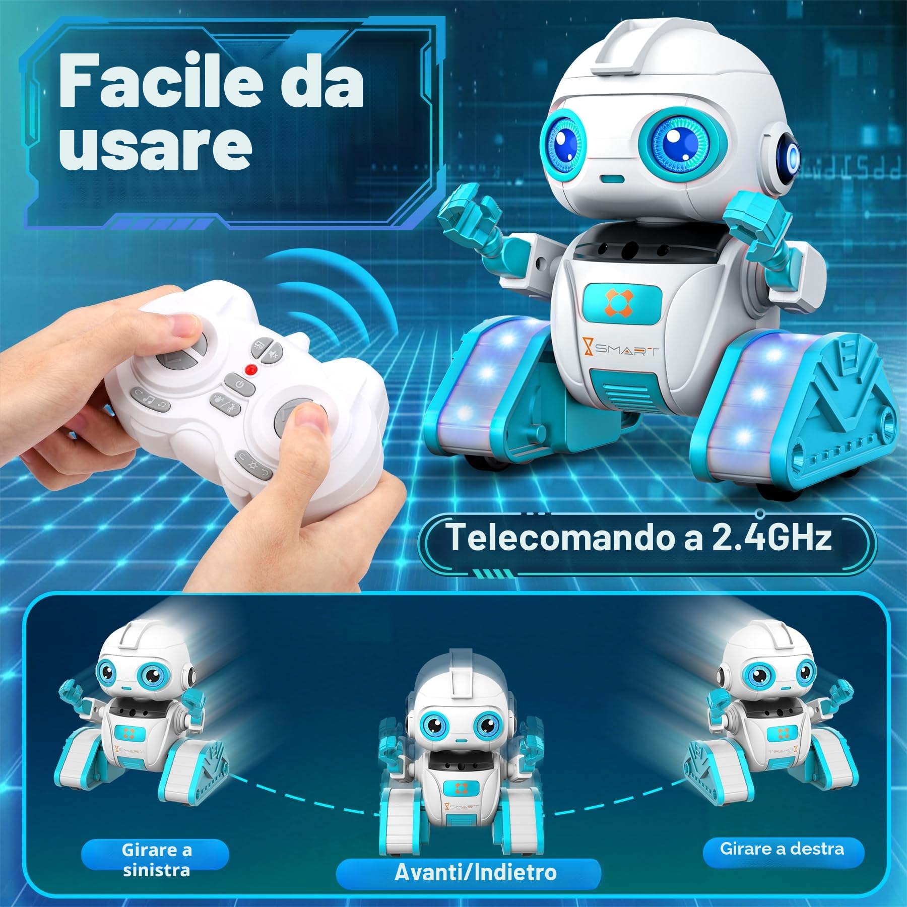 Subtail Robot Bambini - Funzione di Proiezione Innovativa - Robot Telecomandato con Controllo Gestuale - Giochi Bambini 3 4 5 6 7 8 Anni - Robot Regalo Giocattoli per Bambini e Bambine di 3-12 Anni