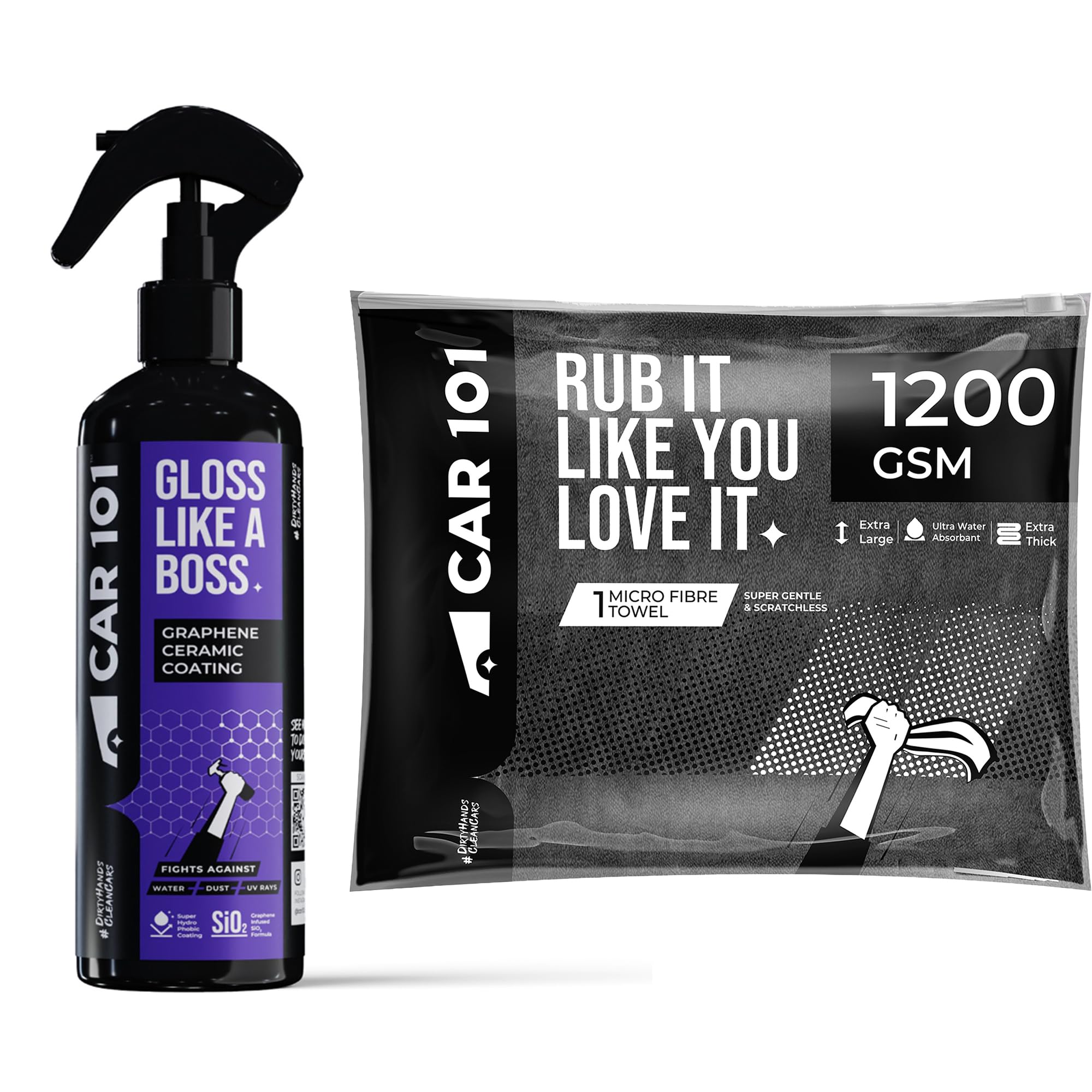 CAR101 Graphene Coating & 1200 GSM Multipurpose Microfiber Cloth