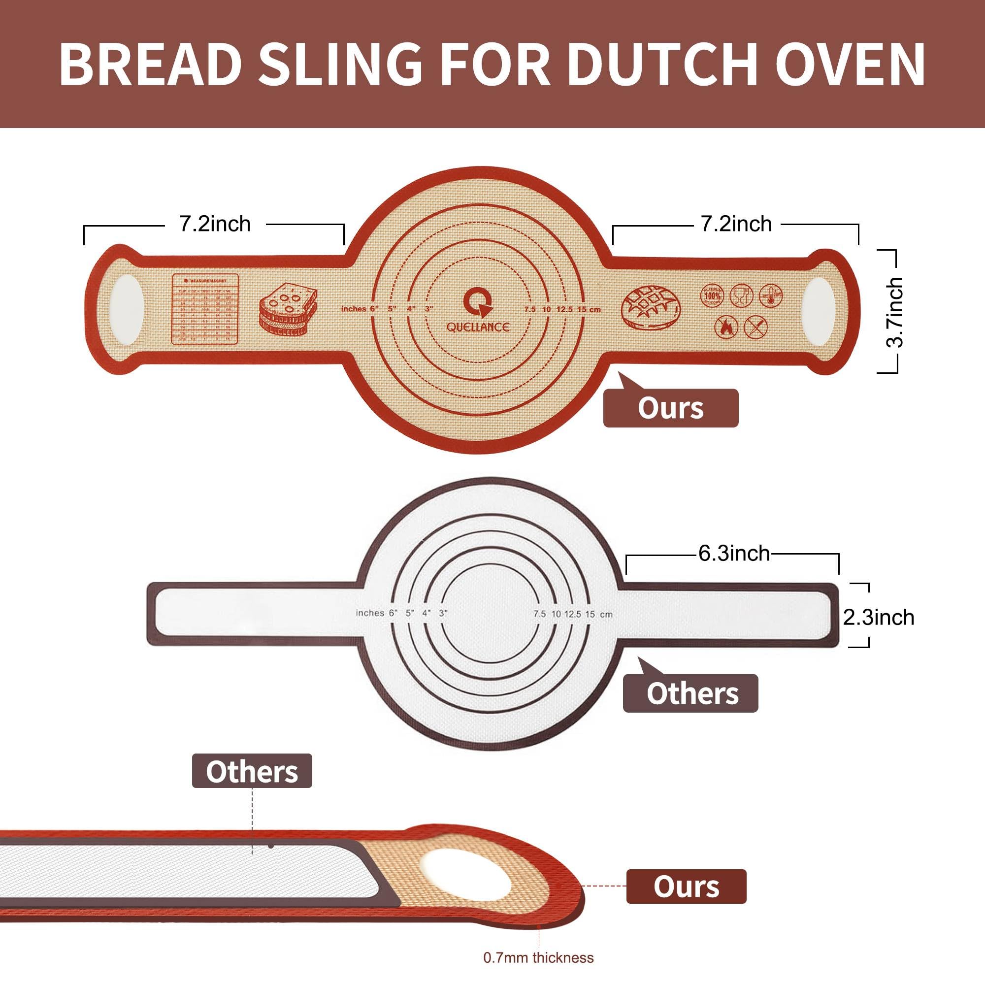 Tappetino in silicone per pane a lievitazione naturale, 2 set di fette rotonde per forno olandese, antiaderente, di alto grado, per la preparazione di pane naturale, riutilizzabili, con manico lungo