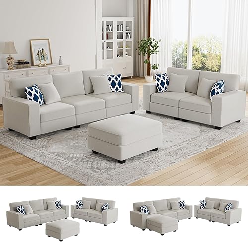 Vista 10 de Legend Vansen - Sofá seccional modular en forma de L con otomano, sofá seccional reversible moderno de esquina para sala de estar Carbón