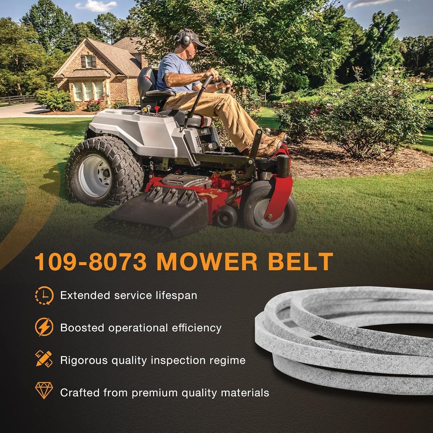 109-8073 Mower Deck Belt, 199" x 5/8" Lawn Mower Belt Compatible with Exmark Zero Turn Mowers with 60'' Deck Lazer Z AS/E/S/X-Series, Replaces 135-5774-SL 116-1985 146-0183