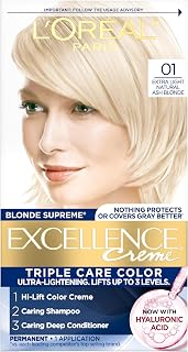 L'Oreal Paris Excellence Crème Permanent Hair Dye 01 Extra Light Ash Blonde - 100% Gray Coverage with Hyaluronic Acid Triple Care