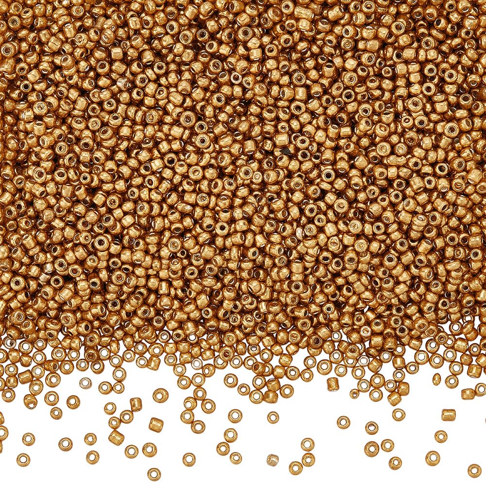 SOFPLATE 1 Box about 6600pcs 2mm Gold Seed Beads 12/0 Glass Seed Beads 100g Round Small Pony Balls for Jewellery Making Supplies DIY Earrings Bracelets Necklaces Rings Eyeglass Chains Crafts Adults โ image 1
