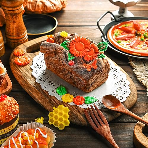 Miniatura 4 de Molde de silicona para chocolate, 6 piezas, diseño de girasol, molde de silicona en relieve 3D, diseño de mariposa de panal de abeja de silicona