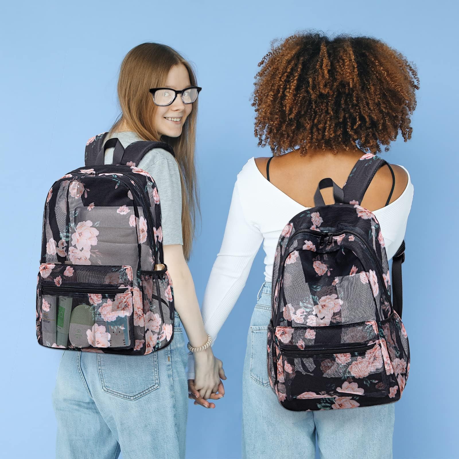 Snapklik.com : Mesh Backpack For Girls Kids Semi-Transparent School ...
