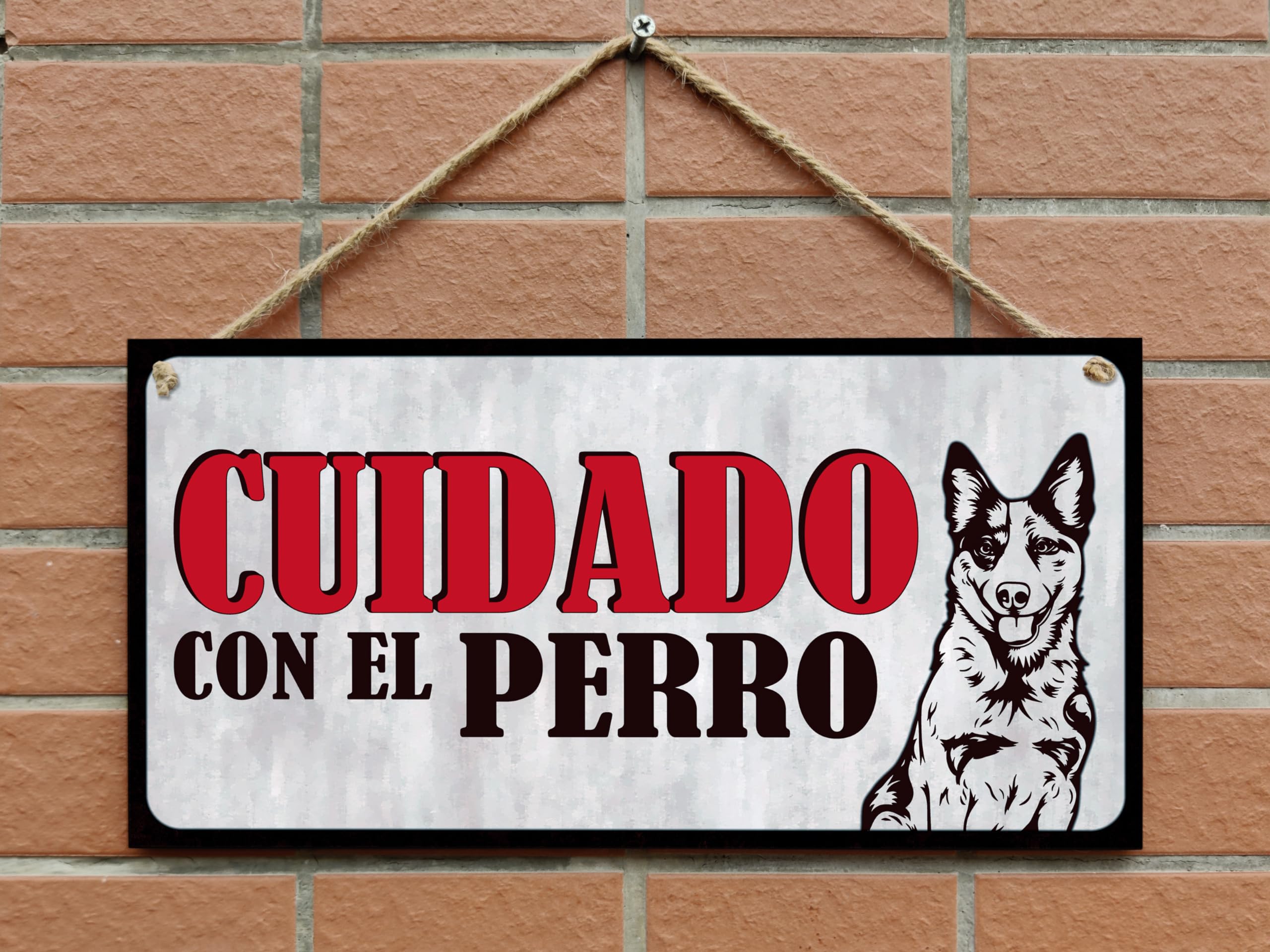 CARISPIBET ¡Cuidado con el perro! Señales de advertencia exteriores de la casa, señal de puerta de jardín, señal de puerta 15 x 30 cm