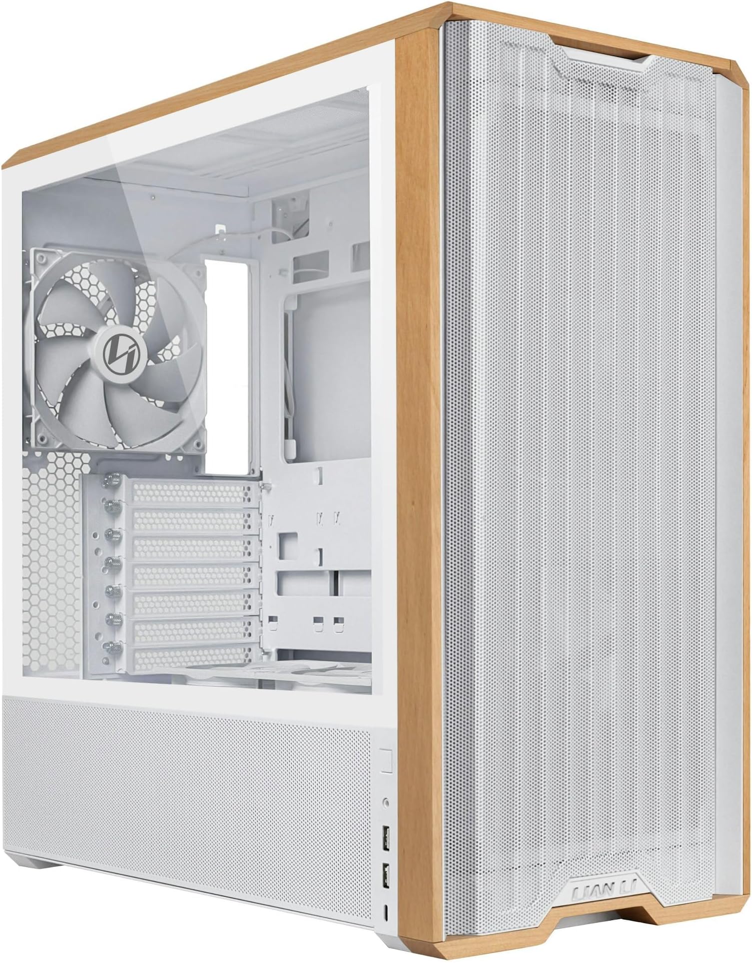 Lian Li Lancool 217 PC Case White | ATX Mid Tower, Tempered Glass, 5 Fans, Birch Wood Accents, Mesh Front, Back-Connect Compatible: image 1 of 7