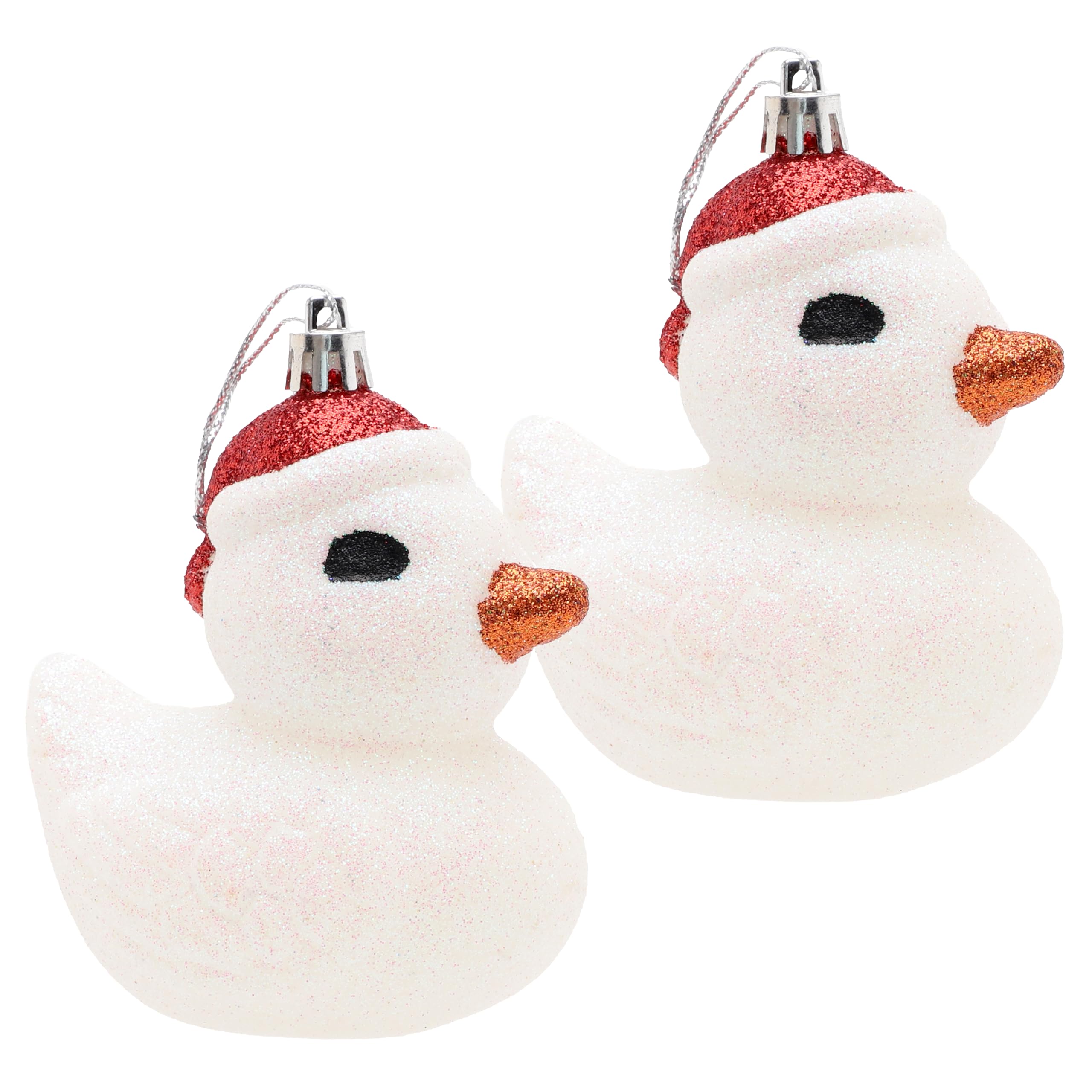 Christmas Concepts® Pack of 2-110mm (4.3") White Glittery Festive Duck Baubles - Christmas Tree Decorations