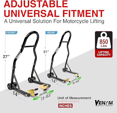 Miniatura 5 de Soporte ruedas delanteras & traseras combo Venom, motocicleta deportiva, soporte horquilla y brazo de horquilla. El soporte sirve para Yamaha Honda