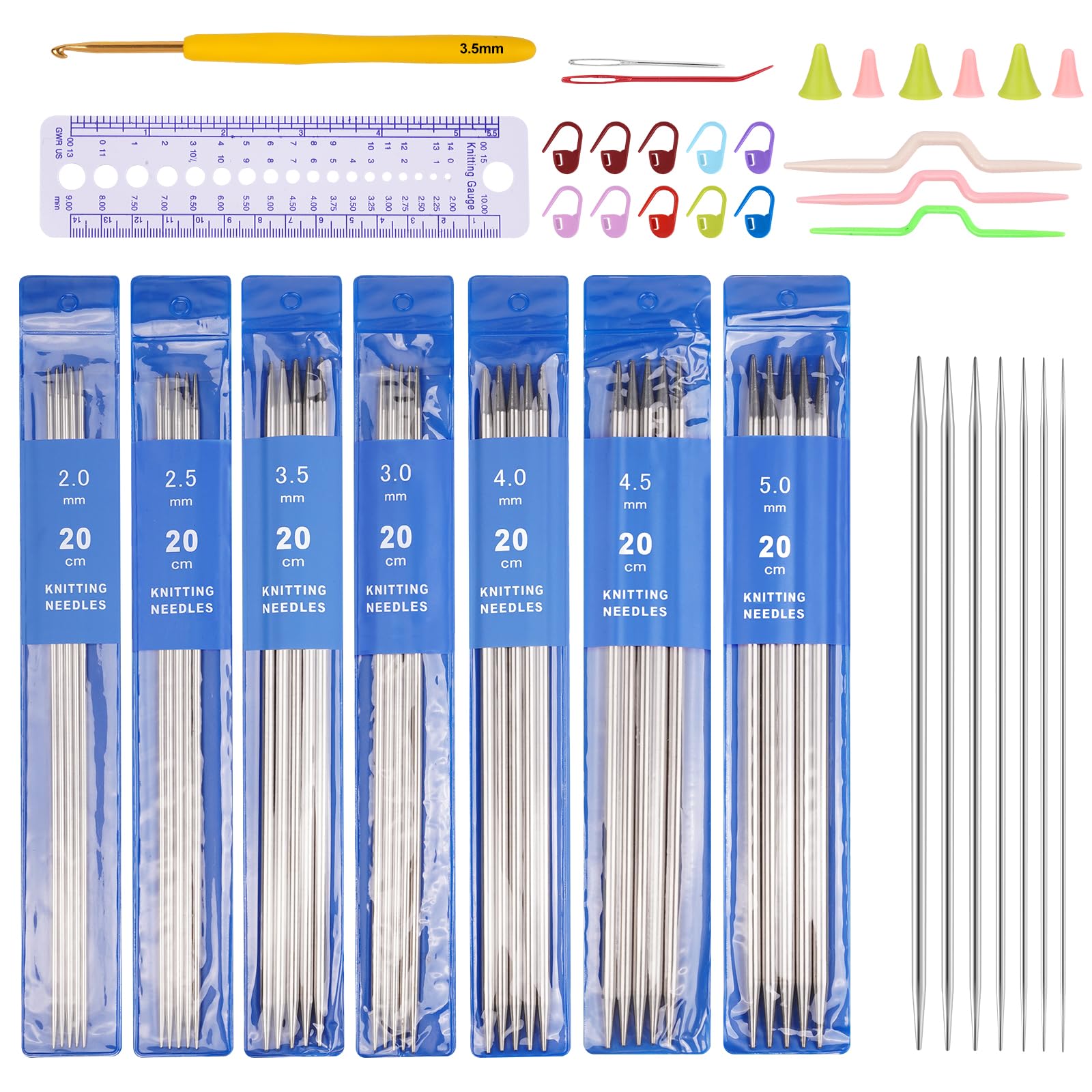 Ferri Per Maglia Set 35 Ferri Da Maglia In Acciaio Inox Doppia Punta