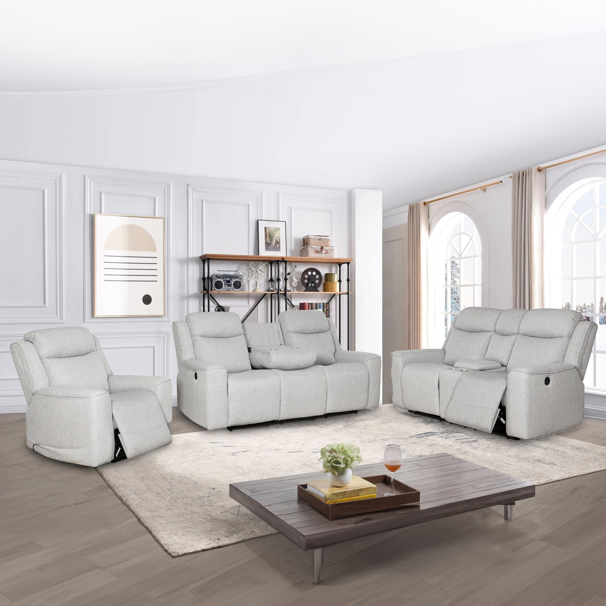 Amazon.com: AC Pacific Amelia 3-Piece Upholstered Living Room