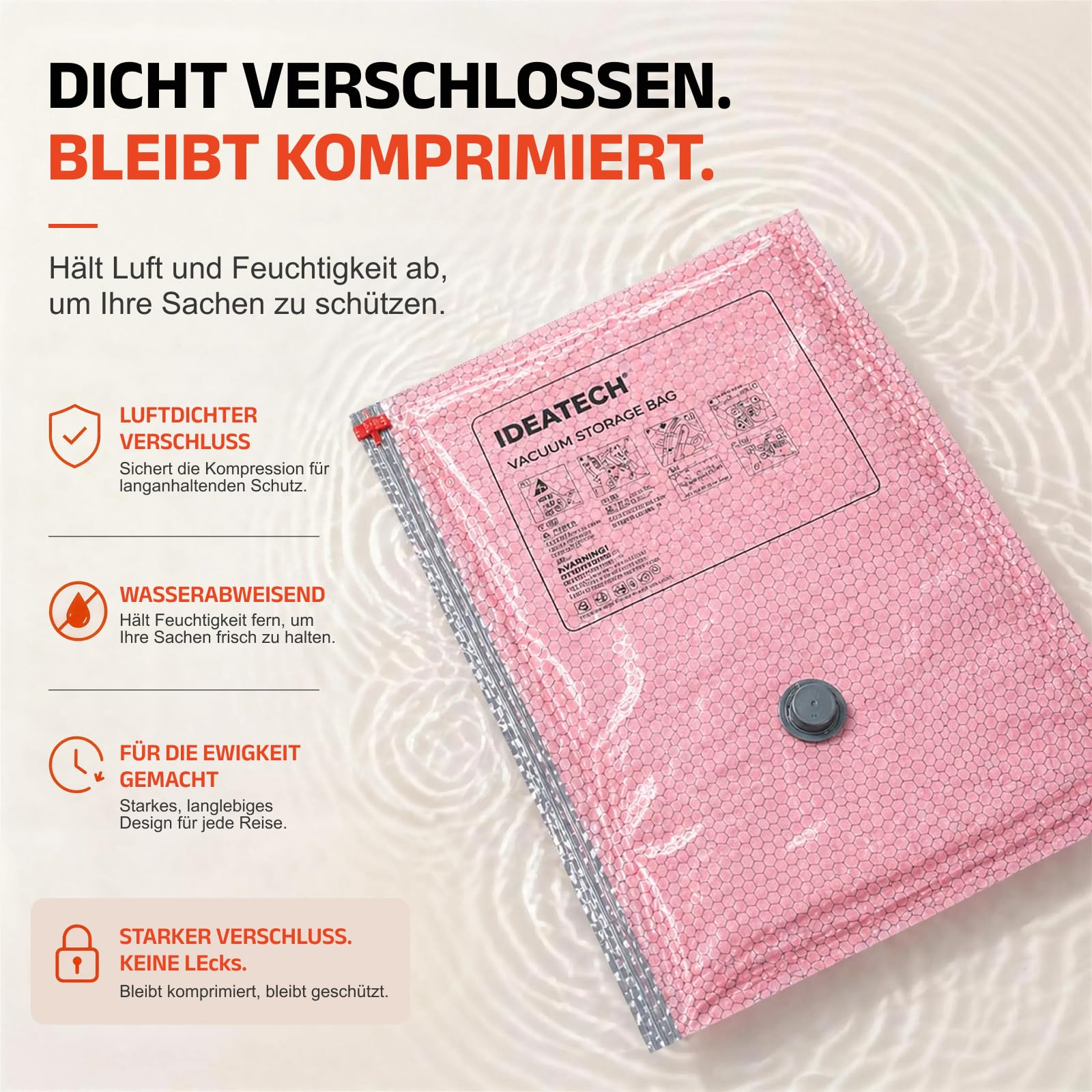 IDEATECH Vakuumbeutel 15 Stück (5S 50x40cm + 5M 60x40cm + 5L 60x50cm) mit Elektrische USB-Pumpe Kompressionsbeutel Wiederverwendbar Luftdicht für Kleidung Bettdecken