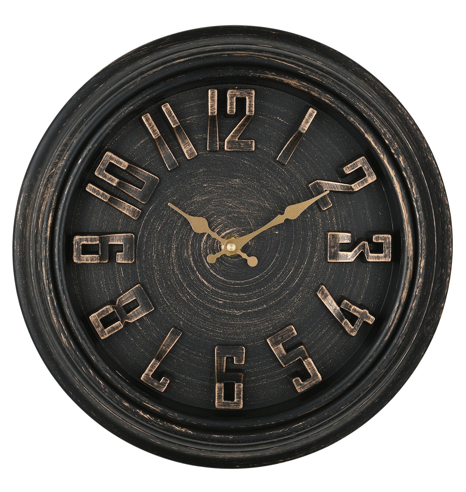 Extra Grande Reloj de Pared Vintage de 40 cm, Silencioso, Sin Tictac, Clásico, Retro, Funciona Pilas, 3D Números Grandes, Fácil de Leer, Adecuado para Sala de Estar, Dormitorio, Cocina (Negro)