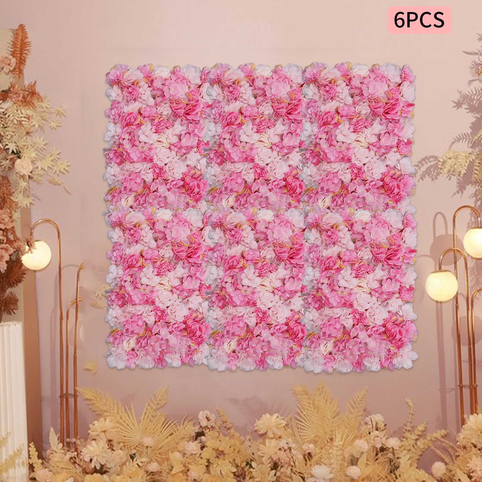 Künstliche Blumenwand 6PC Blumen Kunstblumen Rosenwand Gefälschte Blumenwand für Wohnzimmern Hochzeitsfotografie Hintergründe und Festliche Party Veranstaltungen Blumen Wand 60 × 40 cm