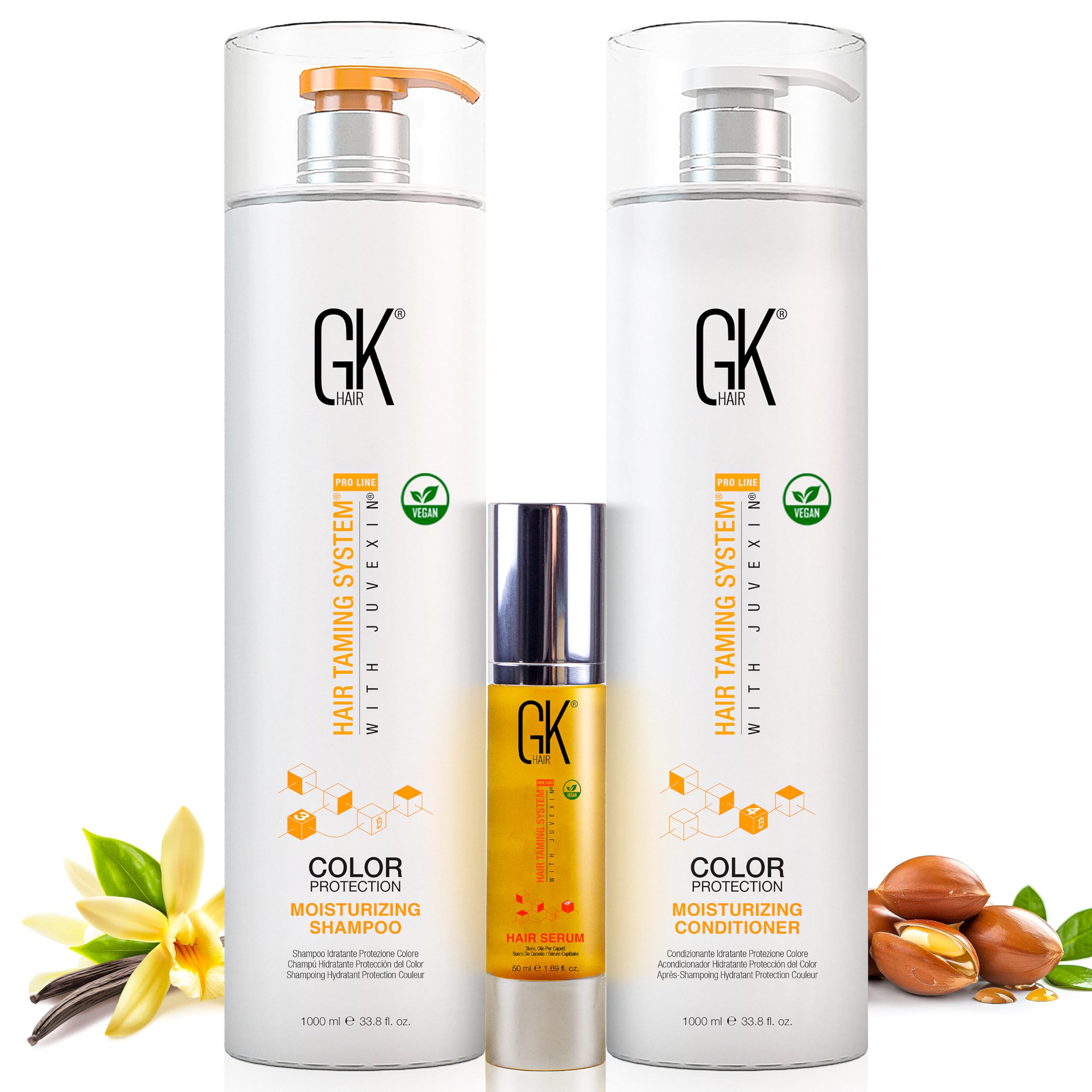 Sponsored Ad – Global Keratin Moisturizing Shampoo and Conditioner Sets Color Protection 1000ml with Hair Serum 50ml Intense Moisture Pack Trio - For Dry Damaged and Color Treated Hair