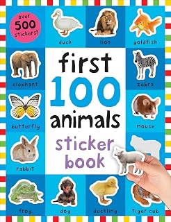 Roger Priddy First 100 Animals Sticker Book: 500+ Stickers for Preschool Learning, Vocabulary & Hand-Eye Skills