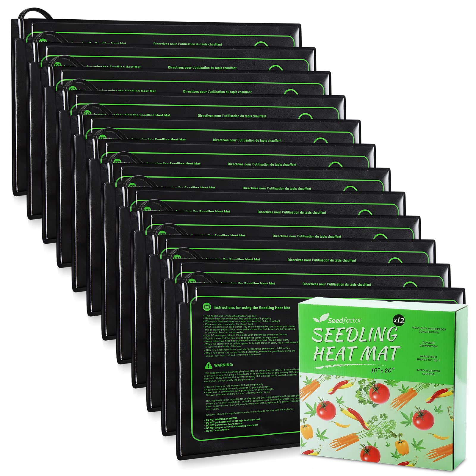 MET Zertifizierte 12 Stück Sämling-Heizmatte, Seedfactor wasserdichte langlebige Keimstation Heizmatte, warmes Hydrokultur-Heizkissen für den Innenbereich, Haus, Garten, Samenstarter
