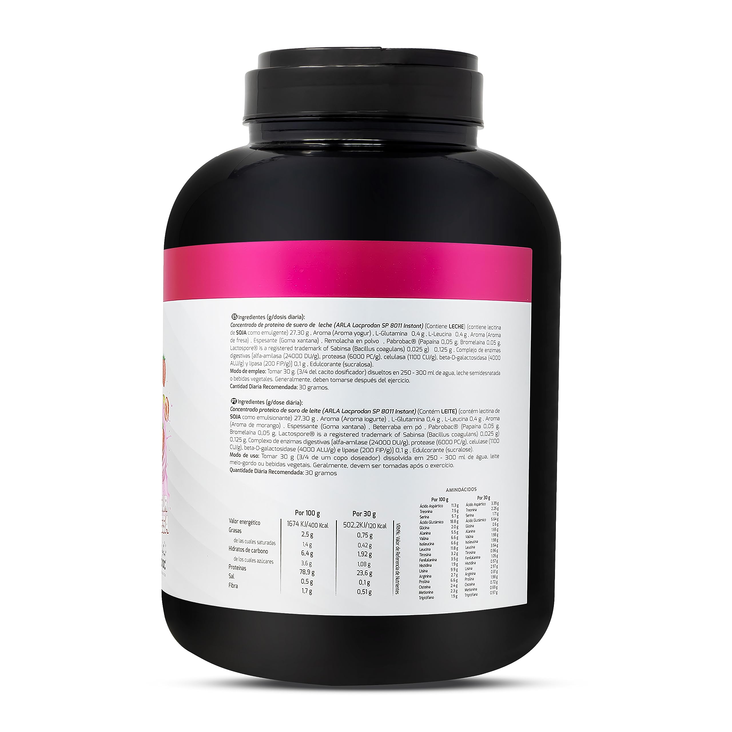 SPORT LIVE Concentrado de proteinas de suero de leche | Whey Protein en polvo con L-Glutamina y L-Leucina | Ayuda a aumentar tu masa muscular | Mejora tus batidos |Yogur-Fresa | 2 KG