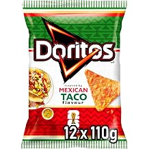 Doritos Mexican Style Taco - Tortilla Chips with Spicy Taco Flavour - Savoury Corn Snack 12 x 110g
