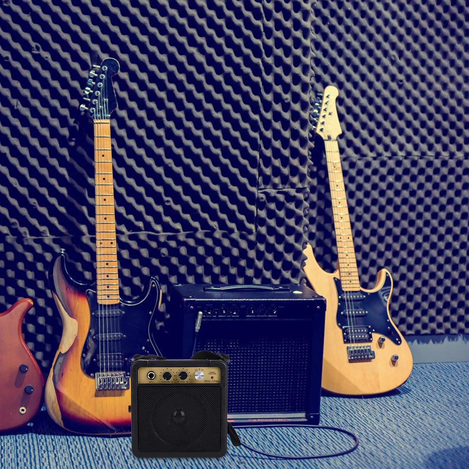 HEMOTON Mini Amplificatore per Chitarra Elettrica da 5w Compatto e Portatile Connettività Versatile in Plastico e Metallo per Esercitazioni Musicali