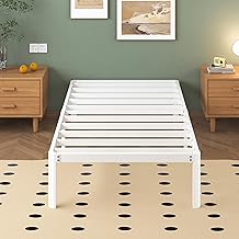 Lutown Teen 3ft Single Bed Frame with Rounded Corner Legs, Heavy Duty White Metal Bed Frame with Steel Slats Support, 30 cm High, Noise Free, Easy Assembly