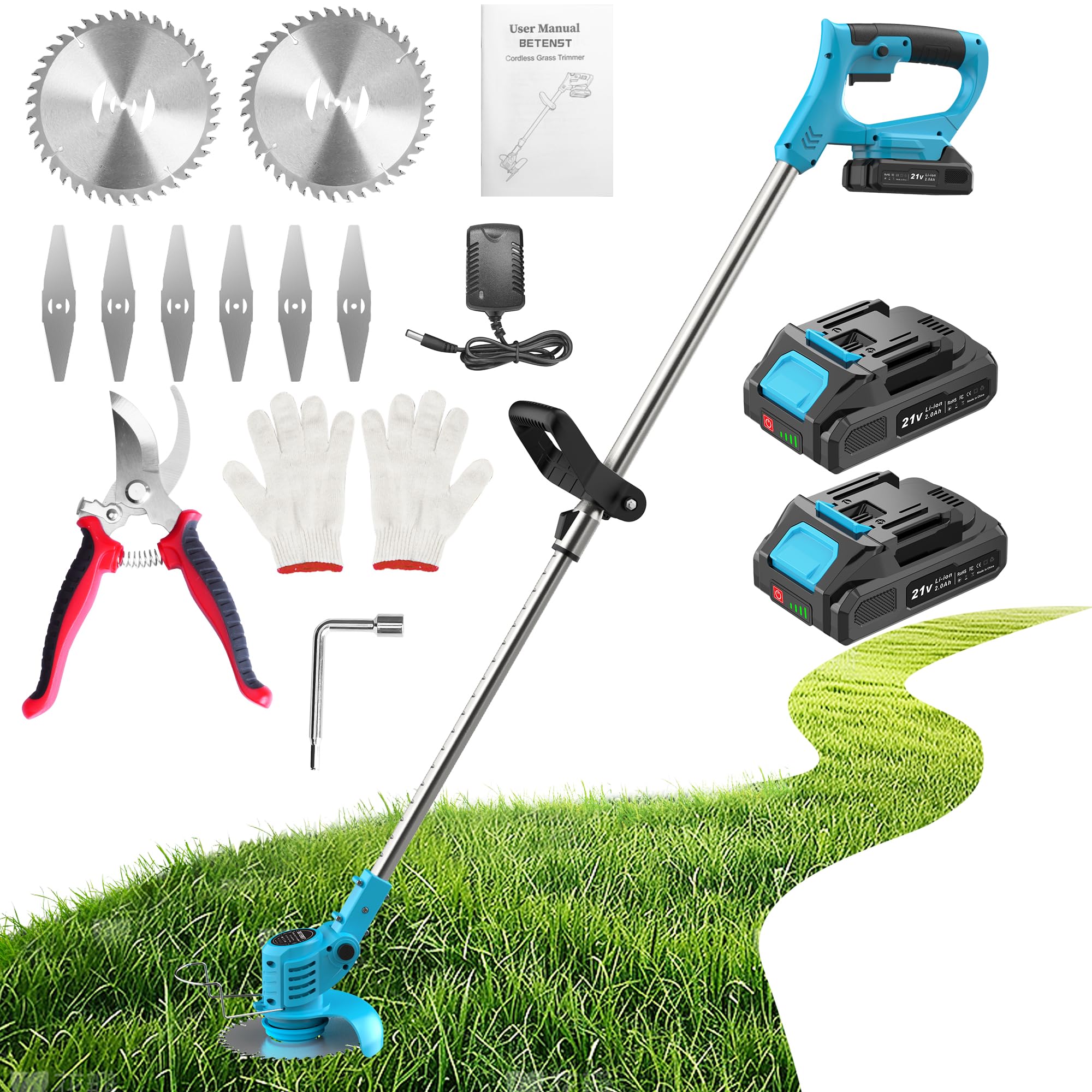 BETENST Weed Wacker 21V Cordless String Trimmer