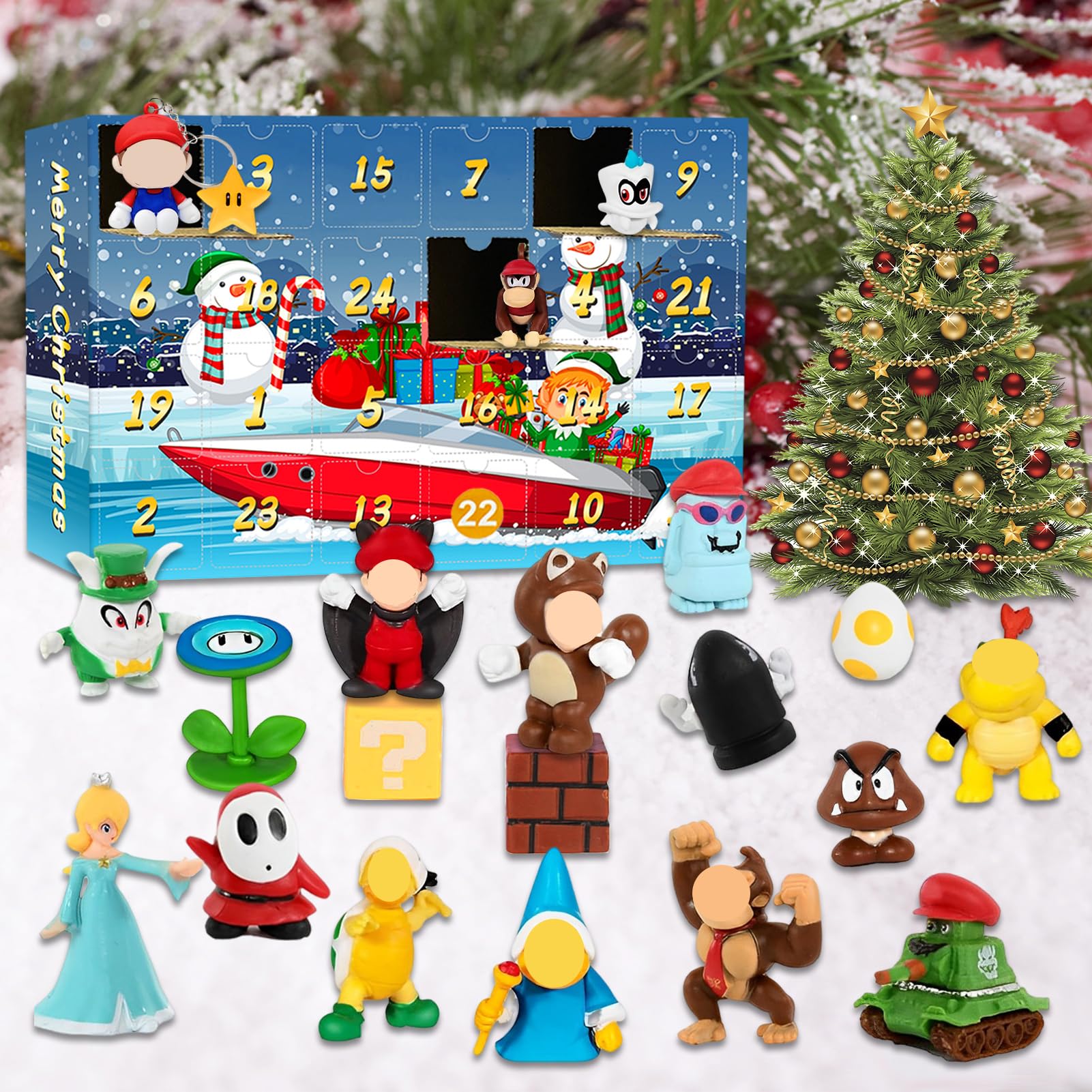 Calendario dell'Avvento Super Bros,Calendario dell'Avvento a Tema Super Bros 2025 con 24 Personaggi Bros da Collezione,Idea Regalo per Natale