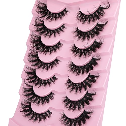 Vista 27 de JIMIRE Pestañas postizas de visón sintético, pestañas postizas de volumen esponjoso, aspecto natural dramático, ojo de gato, pestañas postizas