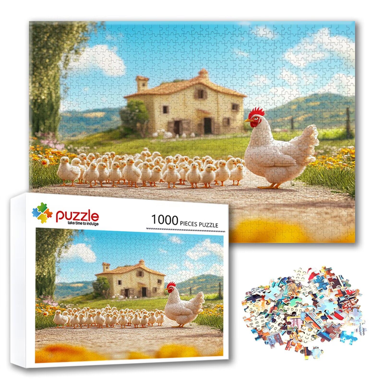 Puzzle ze zwierzętami 3000 sztuk kurczaka, niemożliwe łamigłówki, drewniane układanki dla dorosłych, gry logiczne dla całej rodziny z redukcją ciśnienia, prezenty dla kobiet mężczyzn P-3