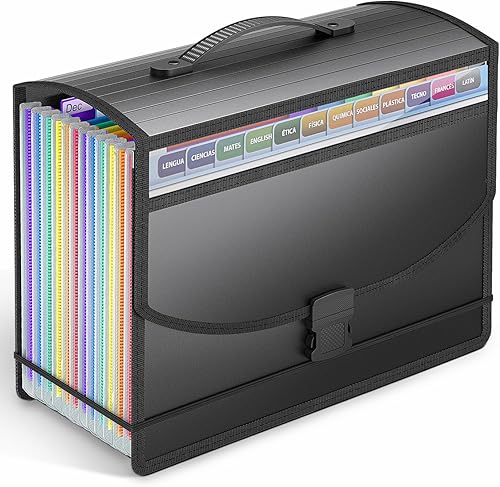 Carpeta de archivos expandible con asa, organizador de documentos portátil con 13 bolsillos, organizador de documentos portátil, organizador de