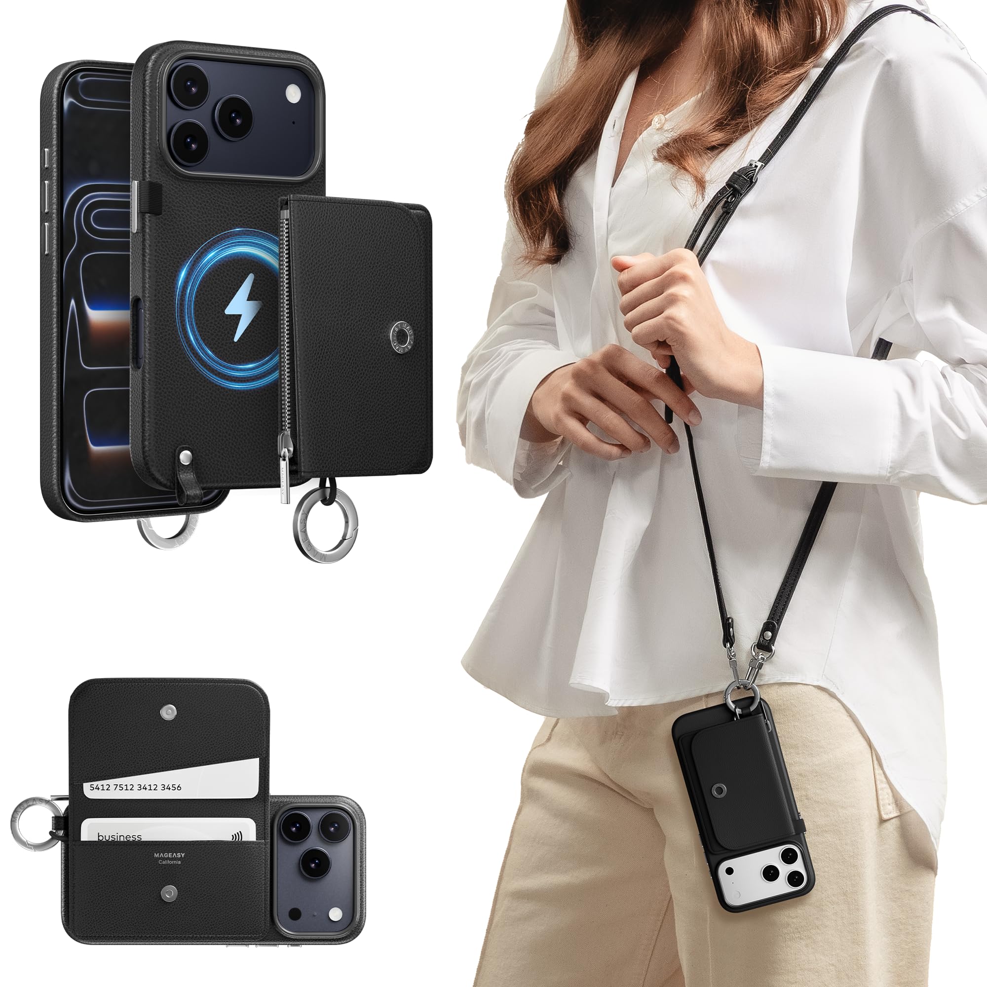 Amazon.com: MAGEASY Designed for Phone 17 Pro Wallet Case with