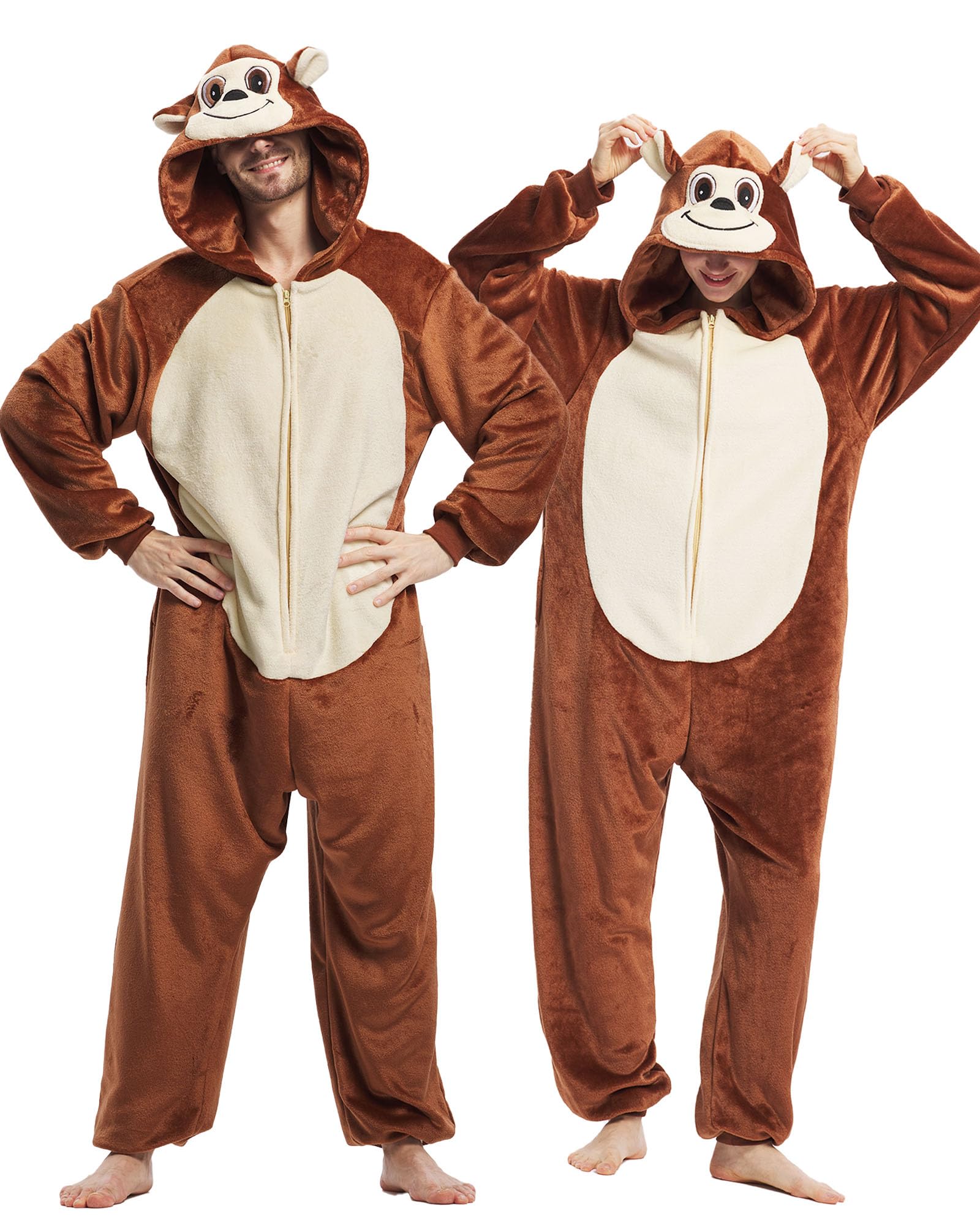 Unisex Adult Onesie Pajamas Animal Cosplay Halloween Costume One Piece Plush Sleepwear Homewear