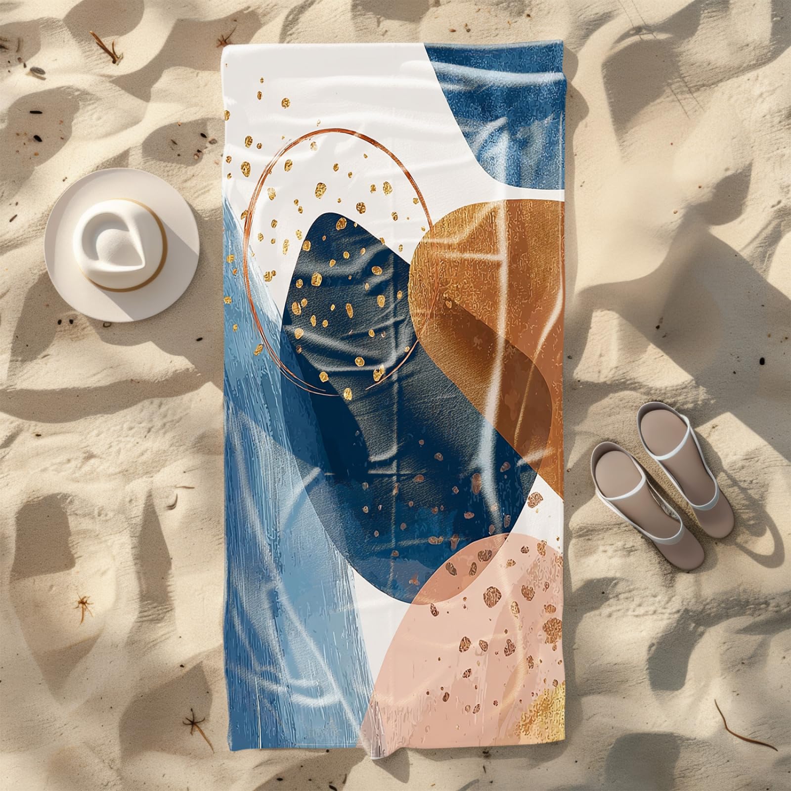 Générique Serviette de Plage 90X180 Graffiti Bleu Foncé Brun