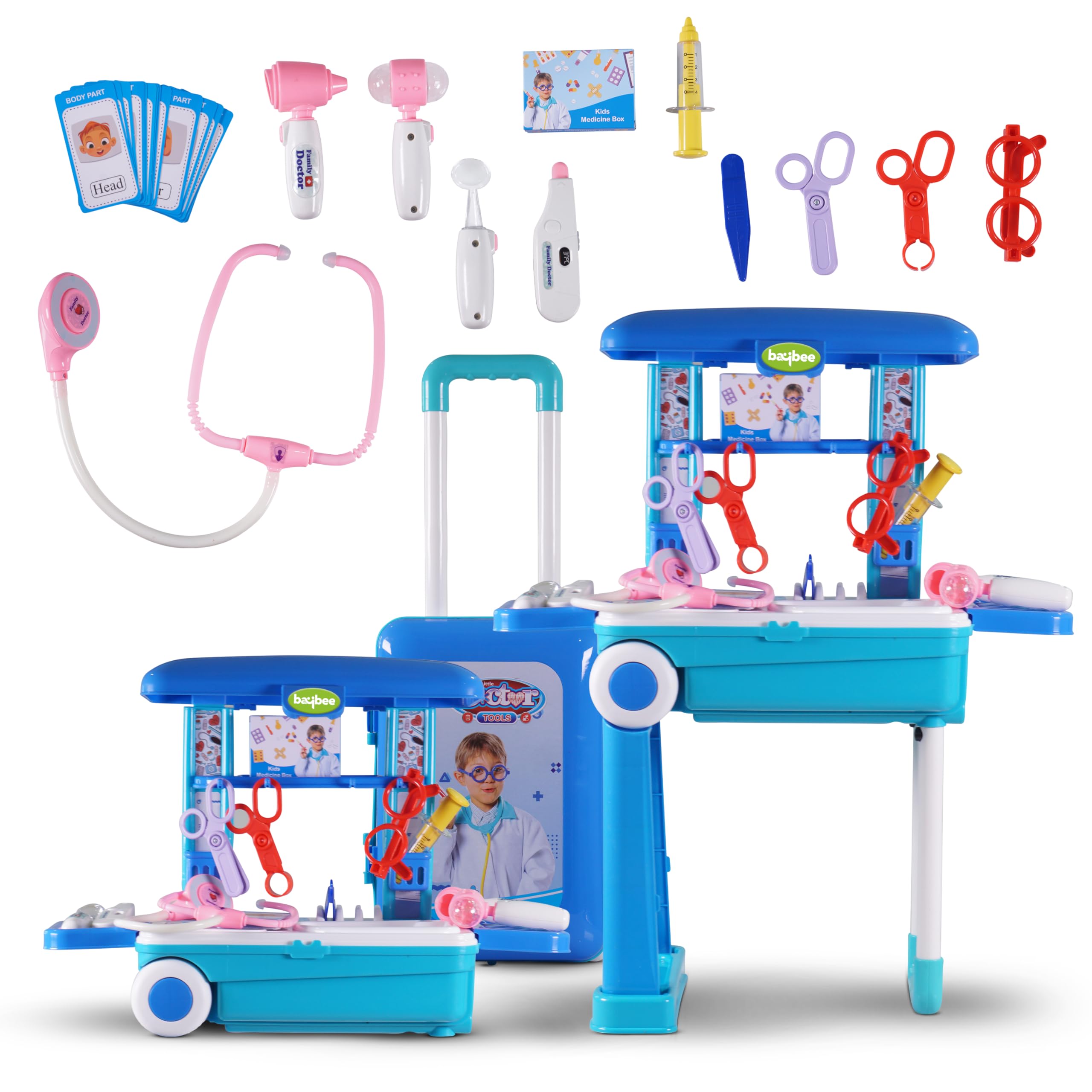 Baybee 3 in 1 Portable Doctor Set for Kids with Convertible Suitcase, Medical Kit Accessories Playset | Pretend Role Play Toys for Kids | Little Doctor Set for Kids 3+ Years Girls Boys (Trolley 2) (B0CJNNSQDH) Amazon Price History, Amazon Price Tracker