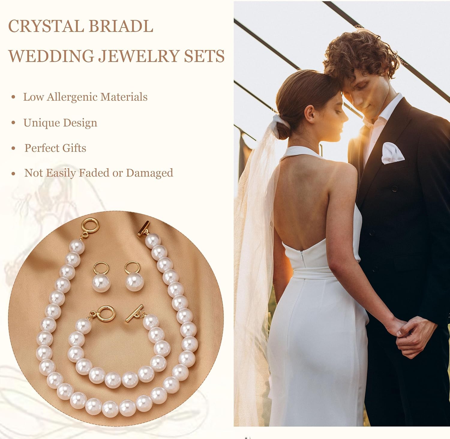 Pearl Necklace and Earrings Set for Women White Baroque Pearl Jewelry Gift Pearls Earrings Classic Pearls Necklace Gift Set - Image 4