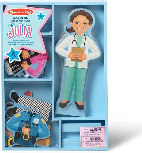 Miniatura 6 de Kit de juego de simulación muñeca magnética Julia para vestir muñeca de madera más de 25 piezas