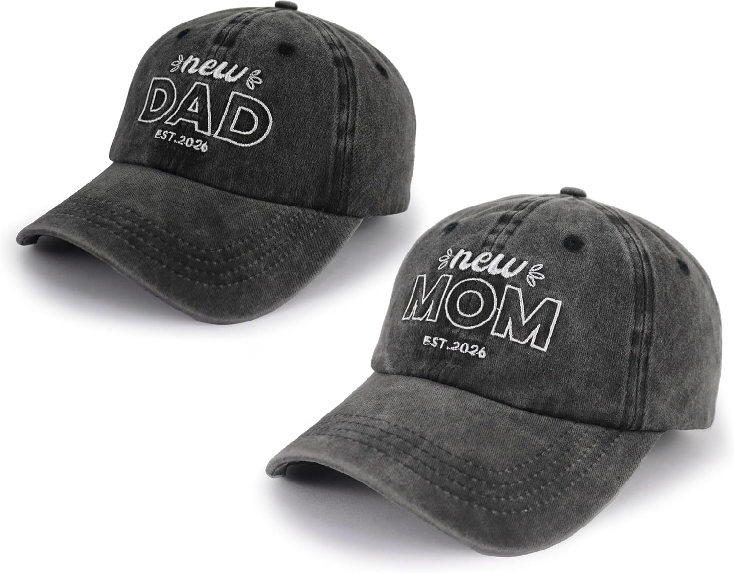 New Mom and Dad Hats Est 2026, Adjustable Embroidered New Parents Baseball Cap - Image 2