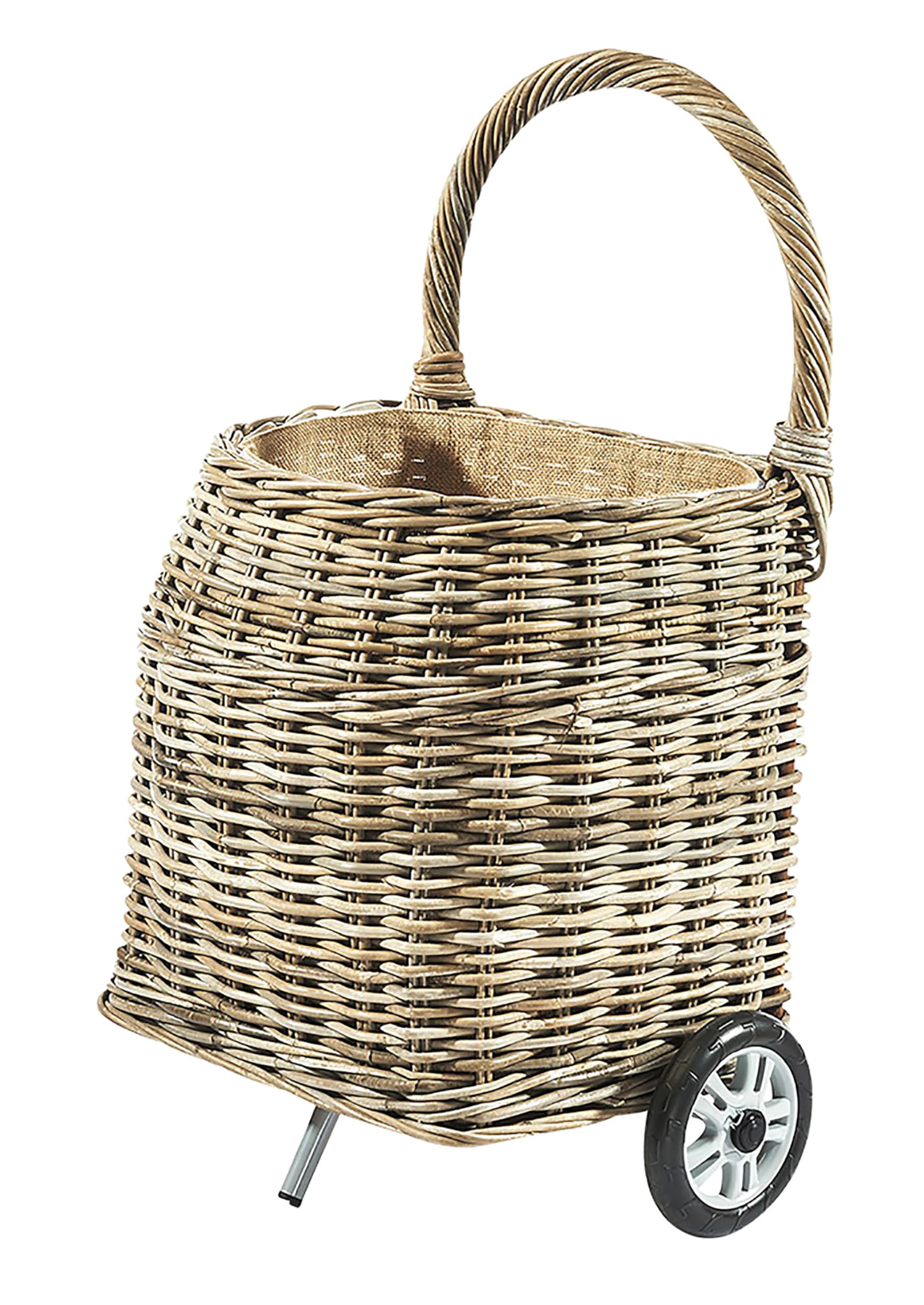 Kobolo Kaminholzwagen mit Rollen Brennholzwagen aus Rattan Kubu Grey
