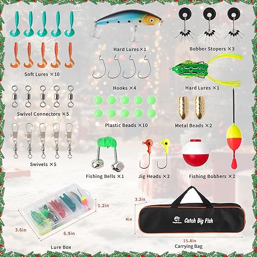 Miniatura 2 de Juego de caña de pescar para niños, caña de pescar telescópica portátil y carrete combo completo para niños, niñas, principiantes, jóvenes Azul,Azul