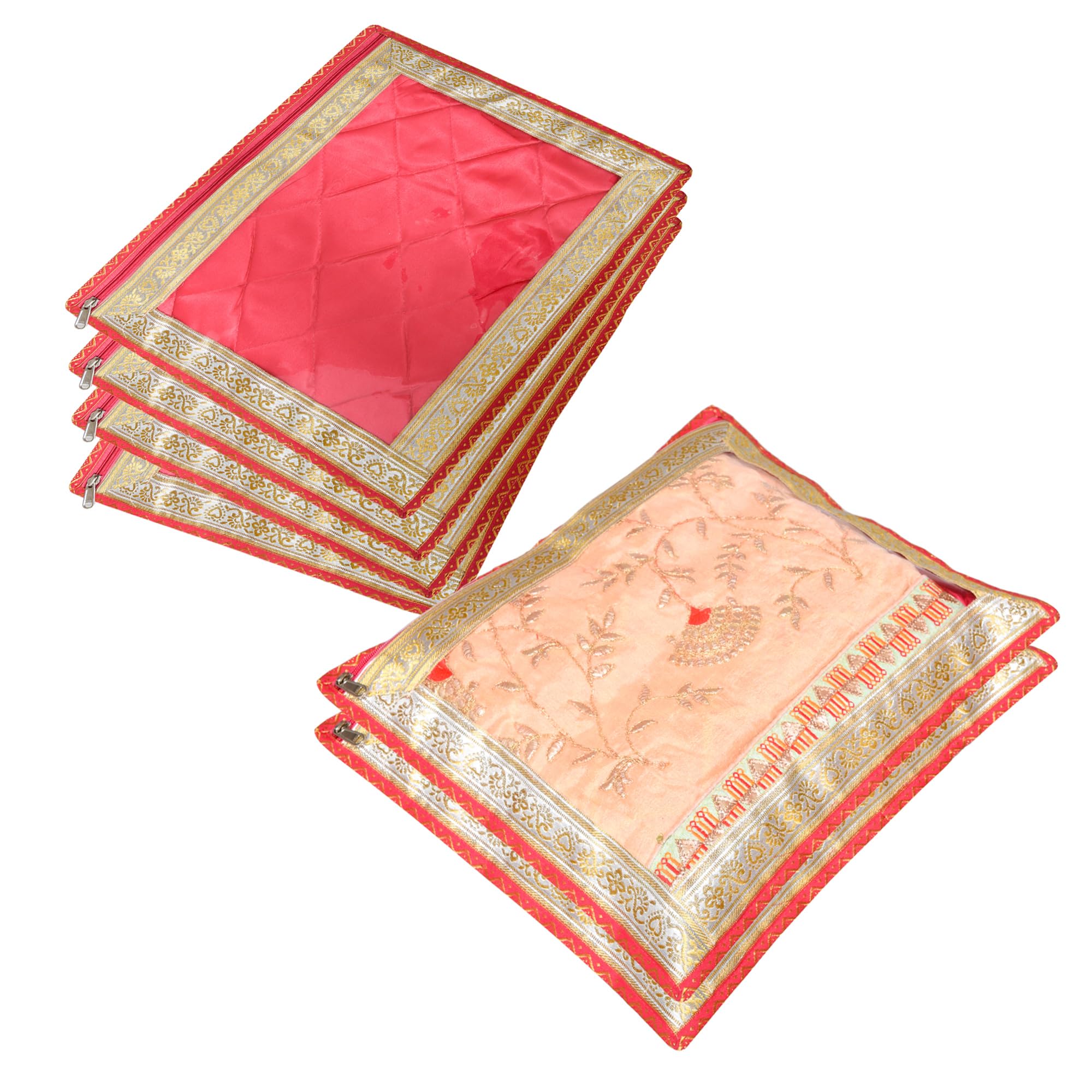 Kuber Industries Saree Cover | Clothes Storage Bag | Single Packing Saree with Zip Closure | Wardrobe Organizer | Cloth Stoarge Organizer | 4 Side Lace Saree Cover | Pack of 6 | Pink (B0CJLHN5S9) Amazon Price History, Amazon Price Tracker