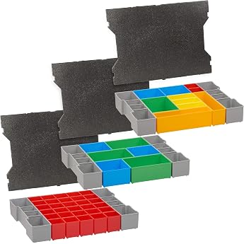 Bosch Sortimo L-box inserts set of 3 tool box inserts for LBoxx 102 series G4 including insert A3 CD3 and H3 with lid padding ideal sorting box and insert for tool boxes