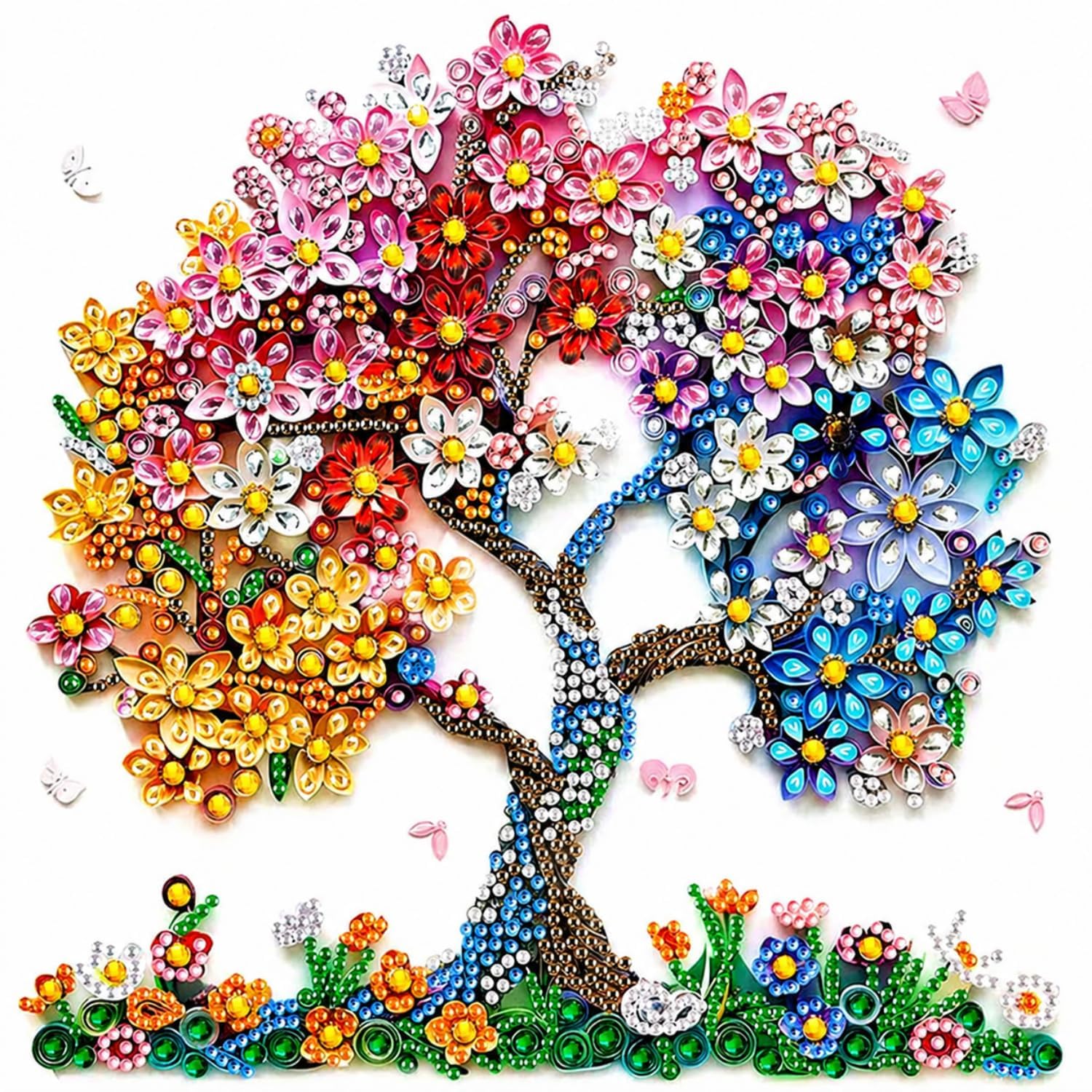 Flavizo Diamond Painting Kit for Adults, DIY Craft with Drill Rhinestones Canvas, Creative Diamonds Artwork, Handmade Decoration Sparkling Home Wall Display (Colorful Tree)