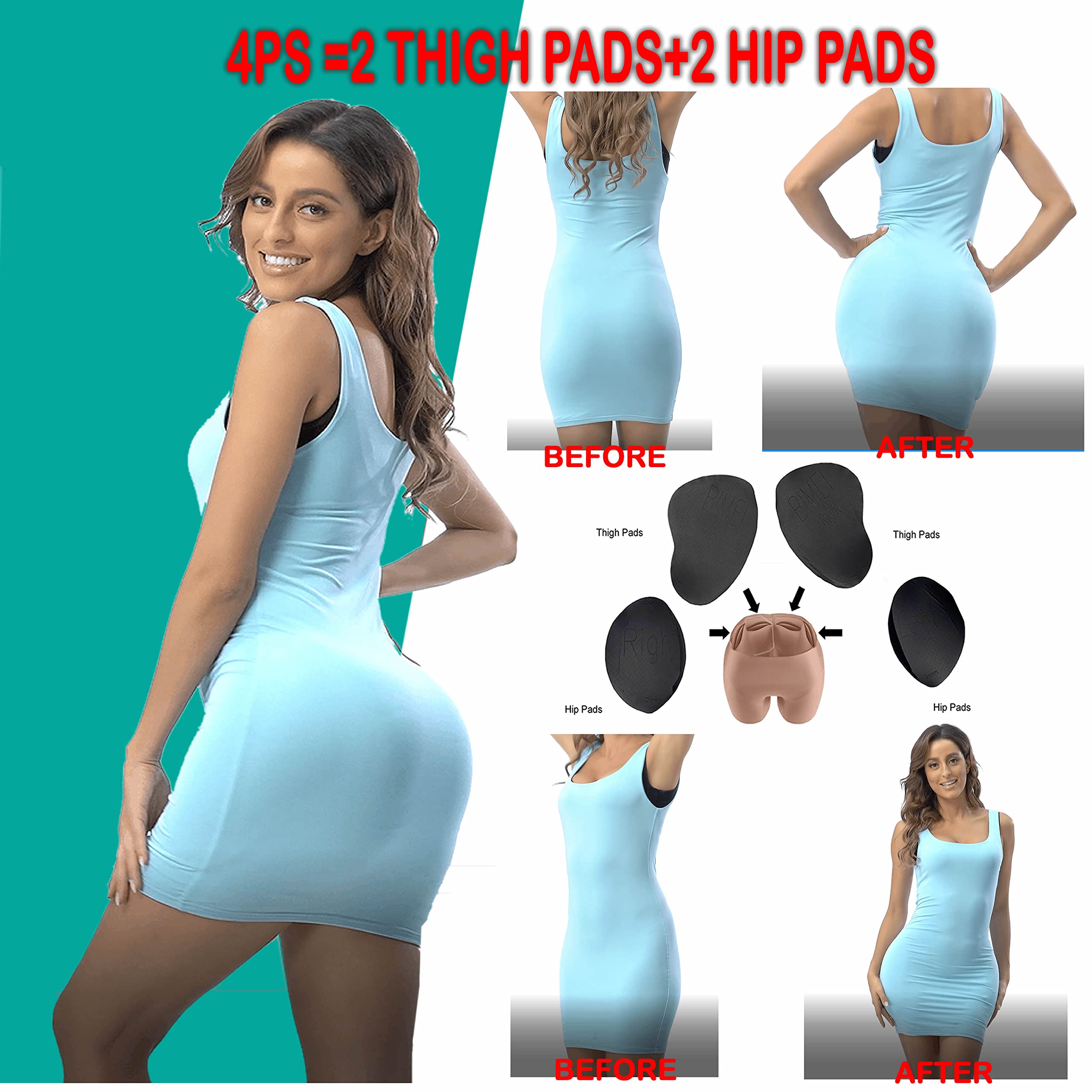 BIMEI 4PS Offener Schritt Schwamm Oberschenkelpolster Hüfte Polster Damen Butt Lifter Hüfte Padded Panty Shapewear