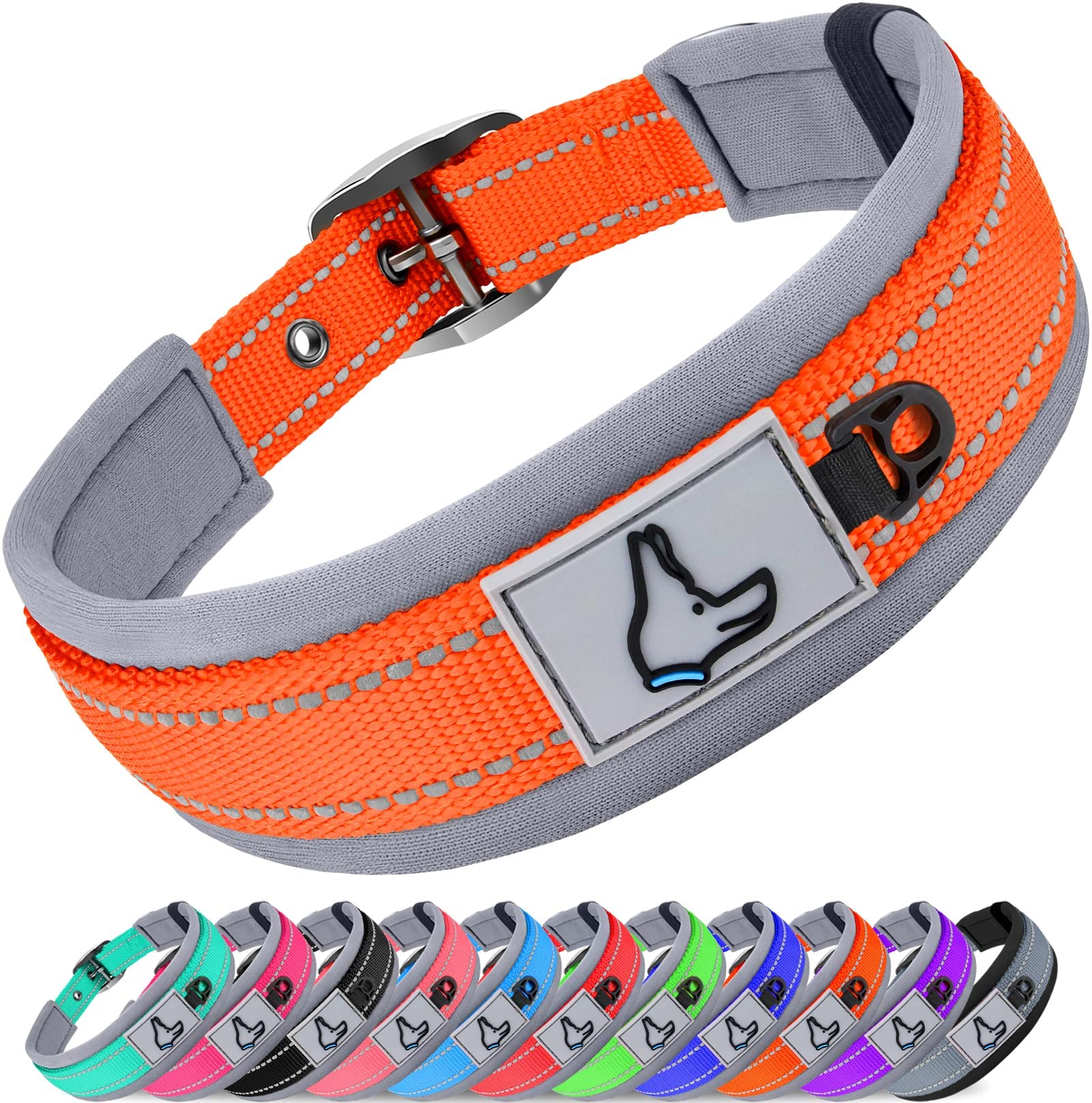 Joytale Dog Collar for Small Dogs, Neoprene Padded and Adjustable, Reflective Wide Heavy Duty Pet Collars with Durable Metal Belt Buckle for Walking,