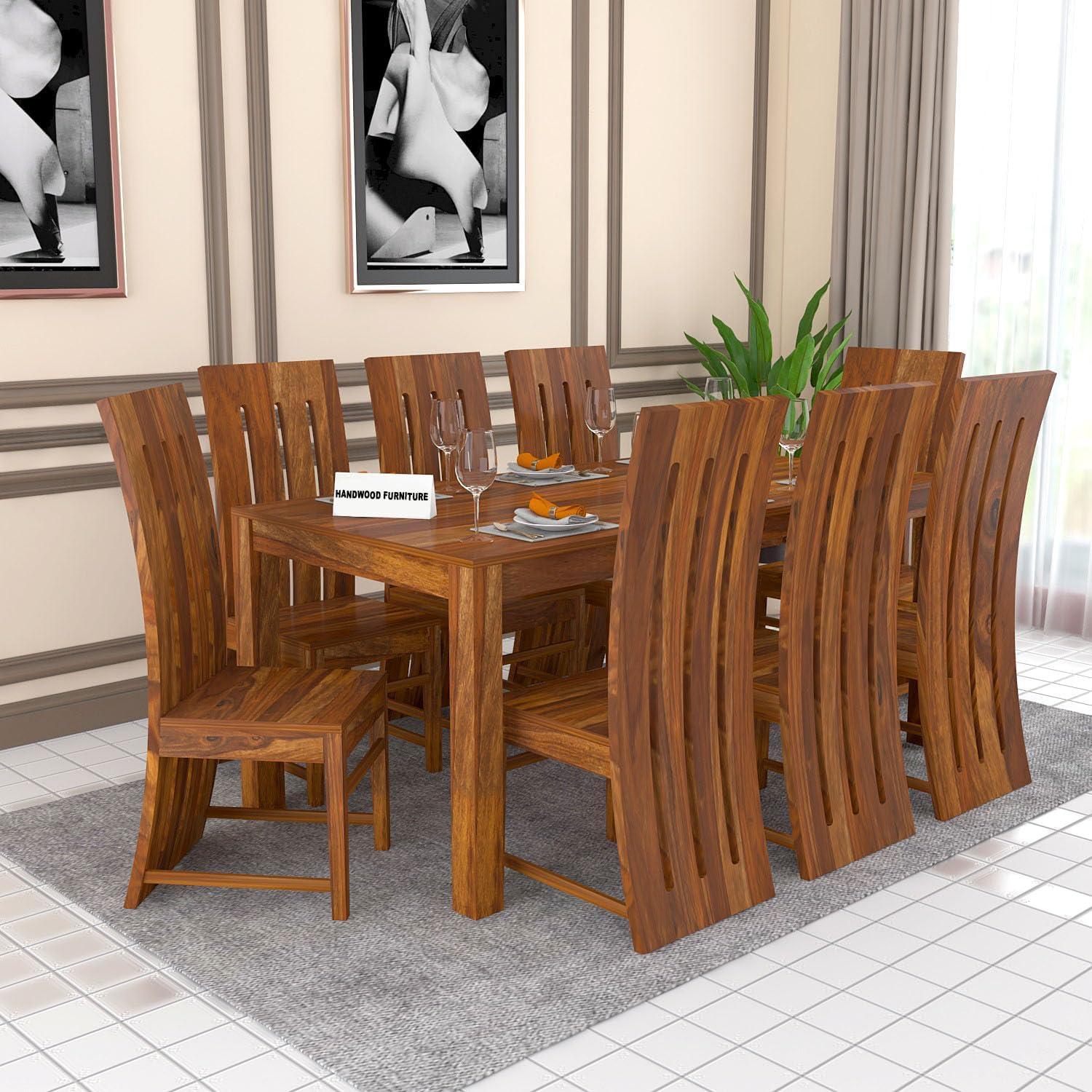 Sheesham Wood Dining Table (78x35) with 8 Chairs | 8 Seater Dining Set | 1 Year Warranty | Dining Room Furniture | Finish Color :-Honey Finish -DIY(Do-It-Yourself)-image-45