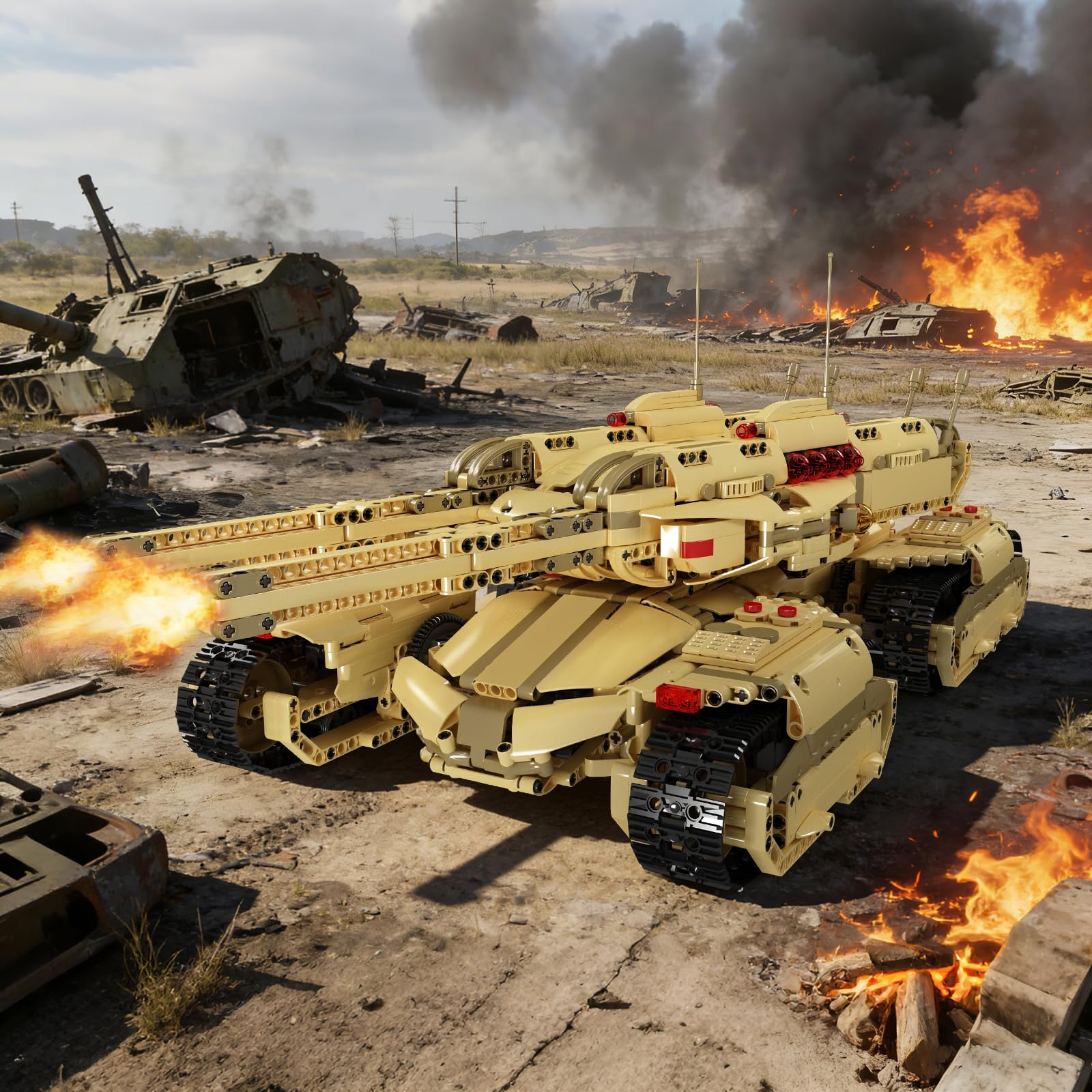 Mould King 20011 Ferngesteuert Tank Bausteine Modell, Technik Panzer Kit mit Fernbedienung und App Dual Control, Panzer Spielzeug Bausatz als Geschenk/Sammlerstücke (3296+ Teile)